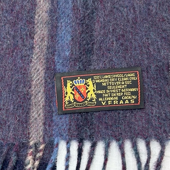 Vintage V. Fraas German Plaid Lambswool Scarf - Picture 9 of 10